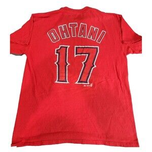MLB Shohei Ohtai #17 Los Angeles Angels Medium Red T-shirt